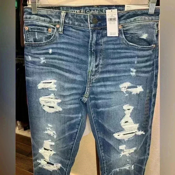 NWT AE AirFlex+ Patched Athletic Skinny Jean SIZE 31x32 - Picture 6 of 14